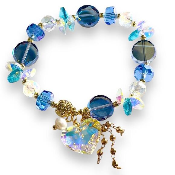 Blue Swarovski Beaded Bracelet - Picture 1 of 9